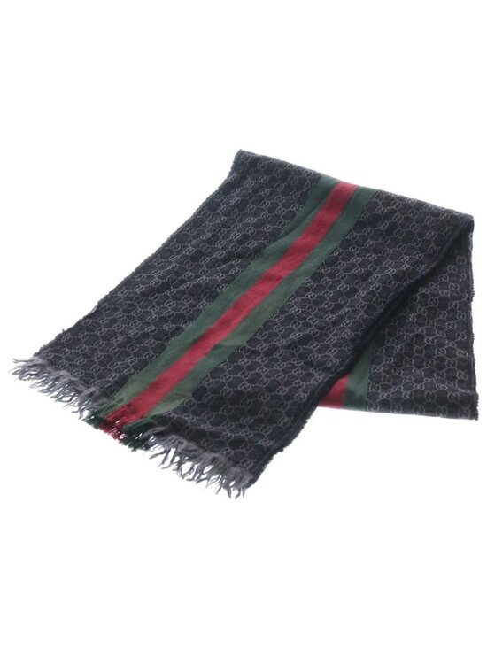 Gucci Accessories - Gucci Sherry Line GG All Over Pattern Jacquard Silk Pretend Scarf Black